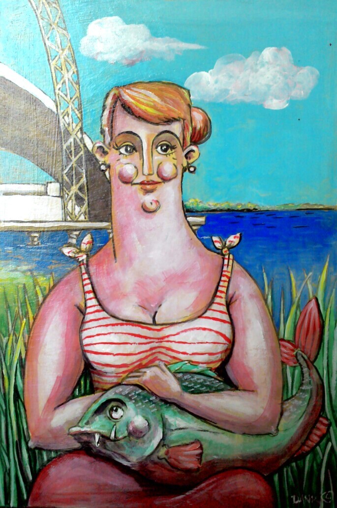 Dama z rybą.