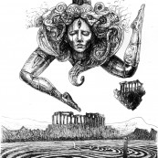 Krzysztof Krawiec - Sycylijskie Mity z Labiryntem w tle   rysunek piórkiem 